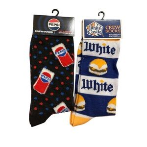 Pepsi & White Castle Men's Crew Socks - Black, Blue & Yellow